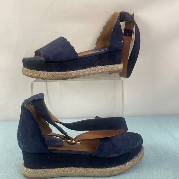 Chloe Blue Suede Ankle Straped Sandals